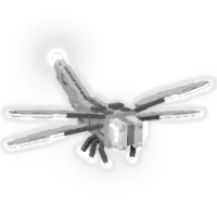 Silver Dragonfly pet in Grow a Garden, legendary dragonfly with silver body and dark accents for Silver Transmutation ability